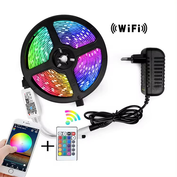 5Meter 150leds TV de luz de fondo LED banda DC5V control remoto 24 teclas SMD5050 RGB Banda Tira puerto USB Banda LED flexible