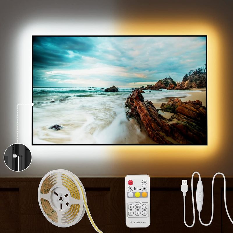 COB LED Strip Light CCT Tunable 560LEDs CRI90 2m Dimmable 2700K-6500K Kit de luces de cinta LED de 24 V para el dormitorio debajo del gabinete