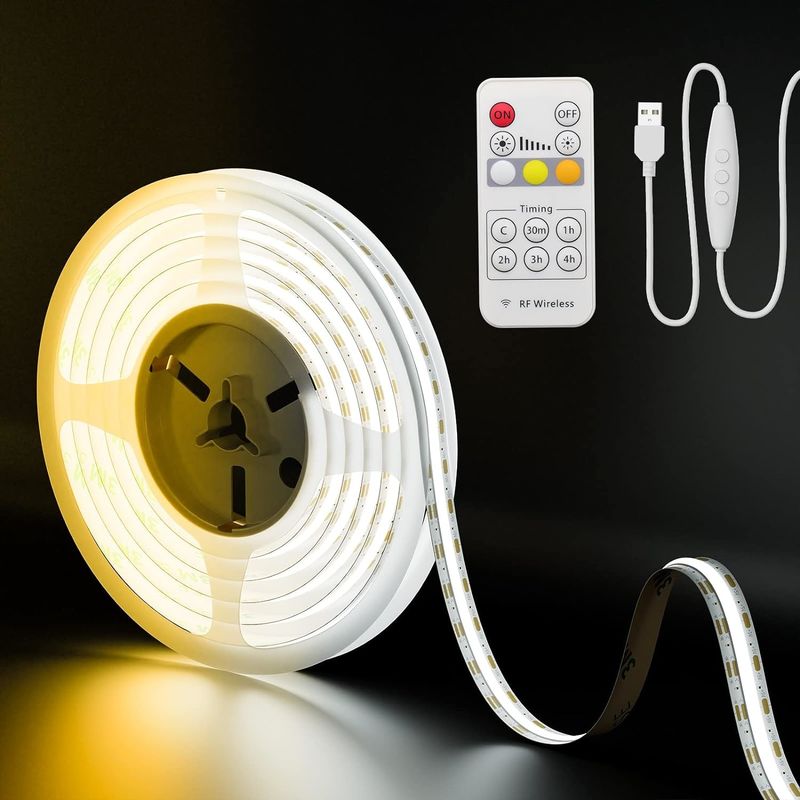 Hongtop COB Led Strip Lights 5V USB 6.56ft / 2m 640LEDs con toque sin pasos Dimmable 6000K Blanco 13W