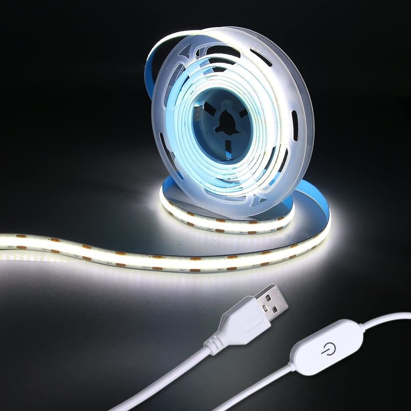 Hongtop COB Led Strip Lights 5V USB 6.56ft / 2m 640LEDs con toque sin pasos Dimmable 6000K Blanco 13W