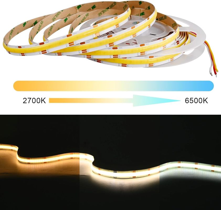 560LEDs COB LED Strip 90 CRI CCT Flexible COB 3M con adaptador y controlador de micro RF