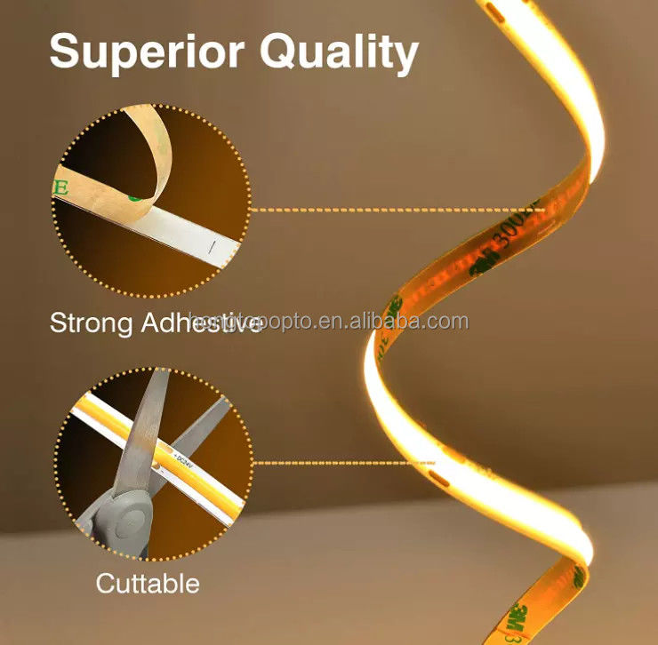 COB LED Strip 320leds 2024 de venta caliente Cuttable 12VDC CRI90 3000K 2700K 4000K 6000K COB LED tira para el salón