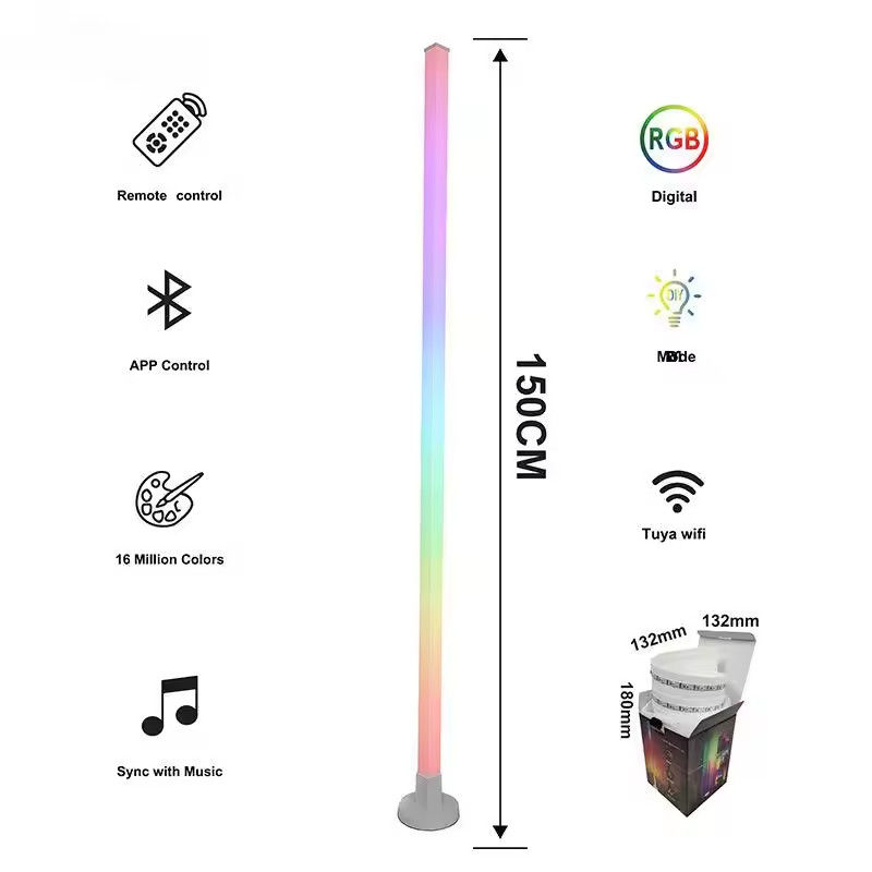 Lámpara de piso de esquina LED RGB con activador de sonido USB Sala de juegos de oficina Control remoto WIFI / IR