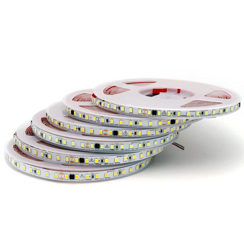 IP20 2835 220v LED Light Strip Alta tensión 8MM 120led/M 240led/M Alto brillo 2835 Autoadhesivo en Europa