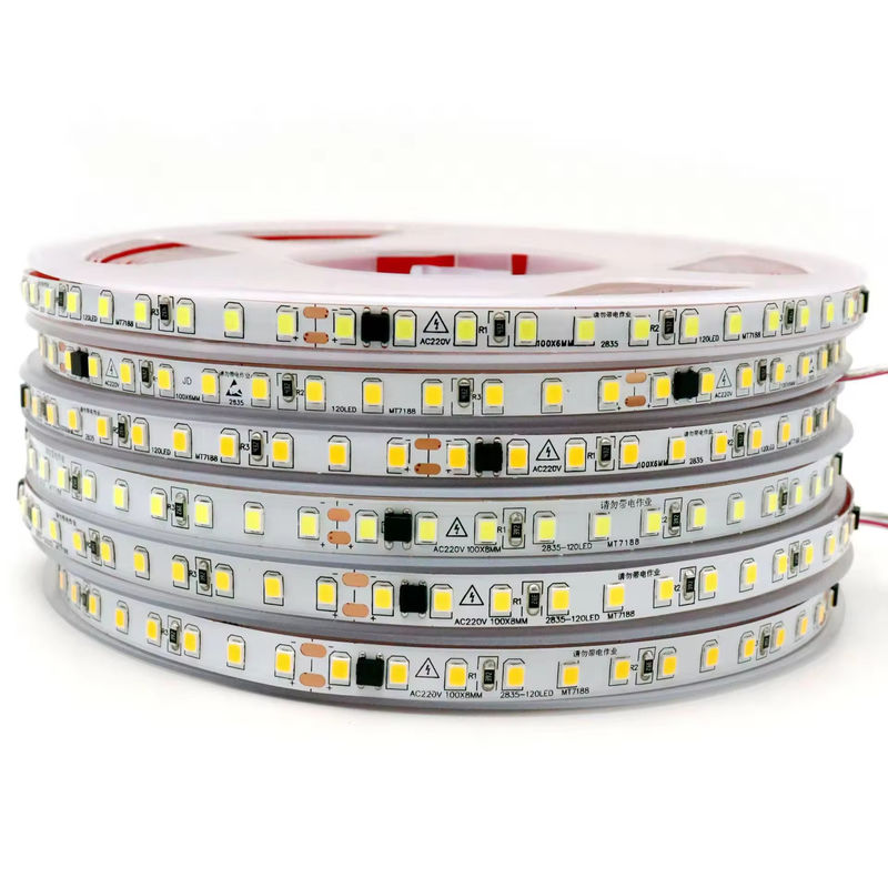 IP20 2835 220v LED Light Strip Alta tensión 8MM 120led/M 240led/M Alto brillo 2835 Autoadhesivo en Europa