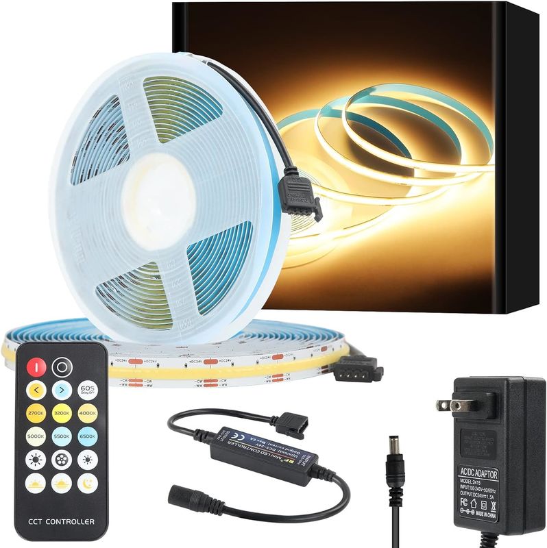 COB LED Strip Lights CCT (2700K-6500K Tunable) 2M 560LEDs/m CRI90 Led Tape Light Kit con caja de paquete de la tira de led para el hogar