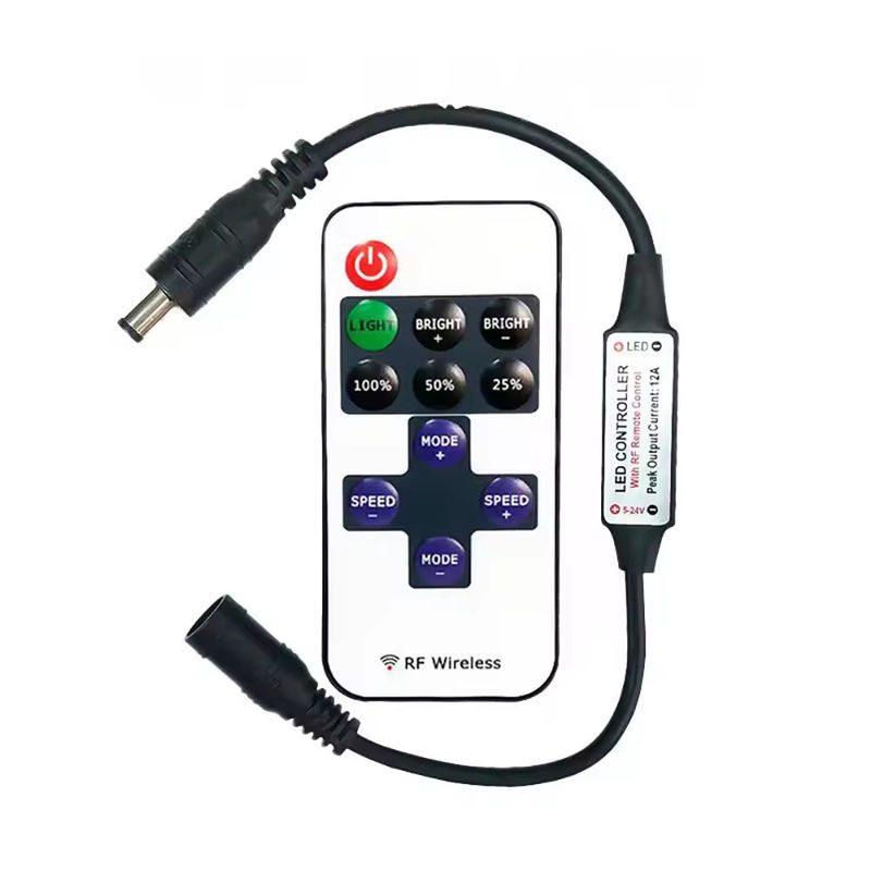 Mejor vendedor Mini controlador LED 11 teclas 5V 12V 24V Controlador de color único RF inalámbrico Toque remoto brillo LED oscurecedor