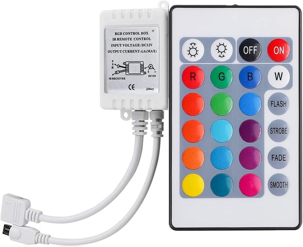 Ángulo de haz de 120 grados LED RGB 5M SMD5050 24 llaves controlador IR de banda oscurecible