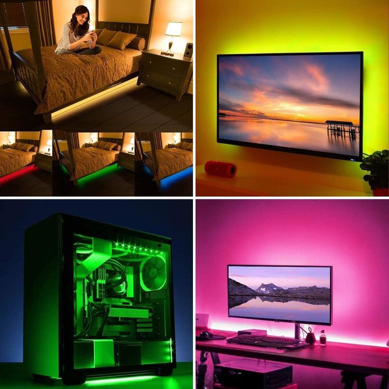 Ángulo de haz de 120 grados LED RGB 5M SMD5050 24 llaves controlador IR de banda oscurecible
