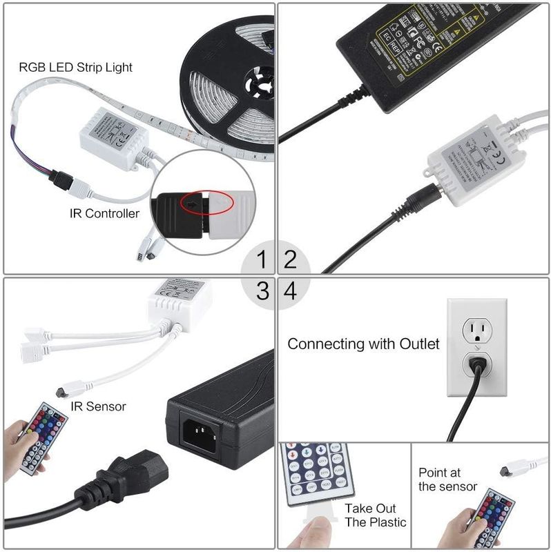 Ángulo de haz de 120 grados LED RGB 5M SMD5050 24 llaves controlador IR de banda oscurecible