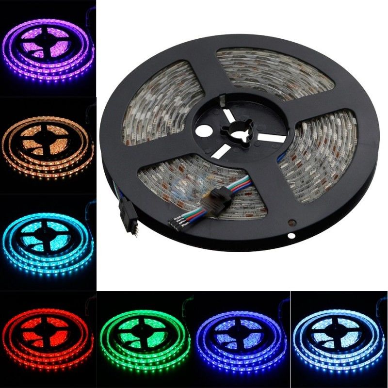 5Meter 150leds TV de luz de fondo LED banda DC5V control remoto 24 teclas SMD5050 RGB Banda Tira puerto USB Banda LED flexible