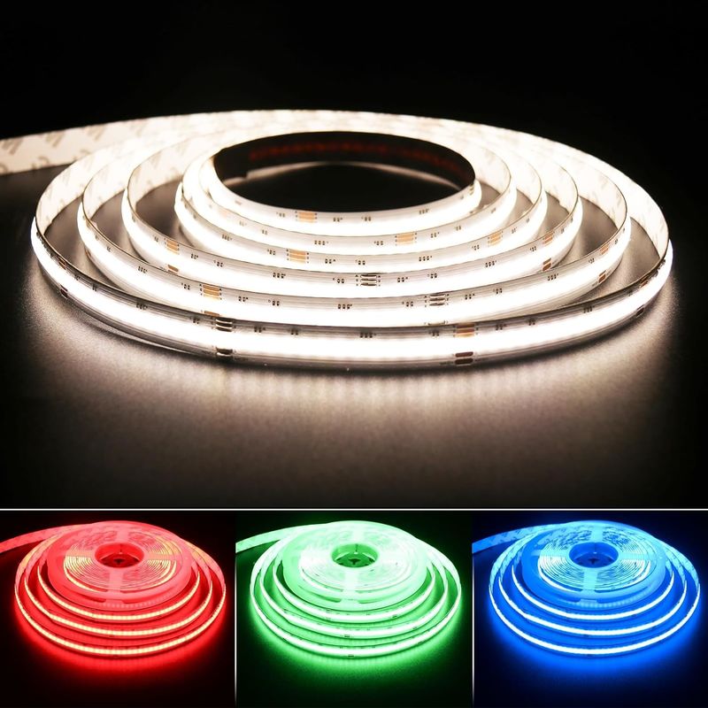 Banda LED COB RGBW de 19 W con 784 LEDs/m con clasificación IP20 y control DMX512/RF/Bluetooth/WiFi