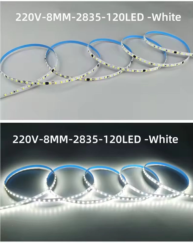 Interior de alta tensión suave LED luces de banda resistente al agua 230v 220v Blanco caliente 3000k 4200k 6500k LED luz de banda