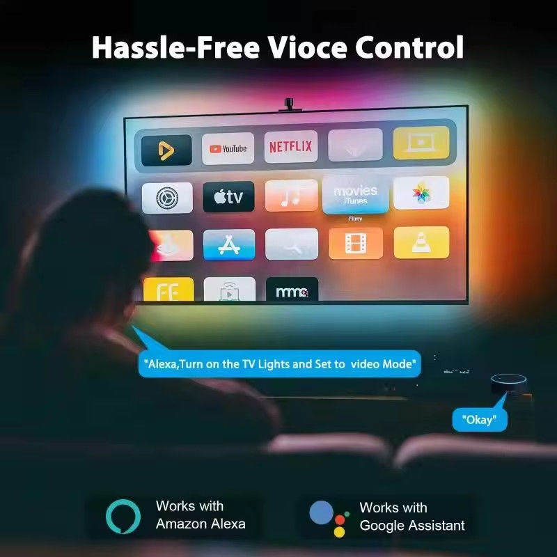 Decoración para el hogar 3.8M 5M USB IP20 TV LED retroiluminación con música WIFI TUYA Smart Home APP Control