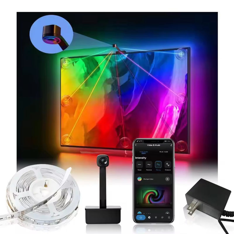3.8m 12.5ft ROLL Alexa Google Home Ambient 55-65 pulgadas Asistente de sincronización Smart Wifi Inmersión TV retroiluminación LED con cámara