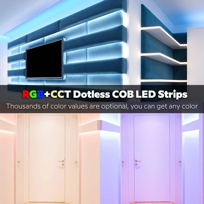 Ultra brillante 840 LEDs/m 24V DC COB LED Strip Light 12mm PCB ancho para el hogar y la iluminación comercial