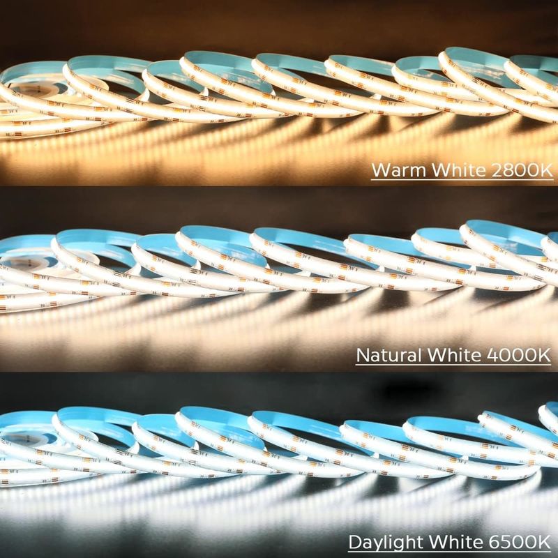 Ultra brillante 840 LEDs/m 24V DC COB LED Strip Light 12mm PCB ancho para el hogar y la iluminación comercial
