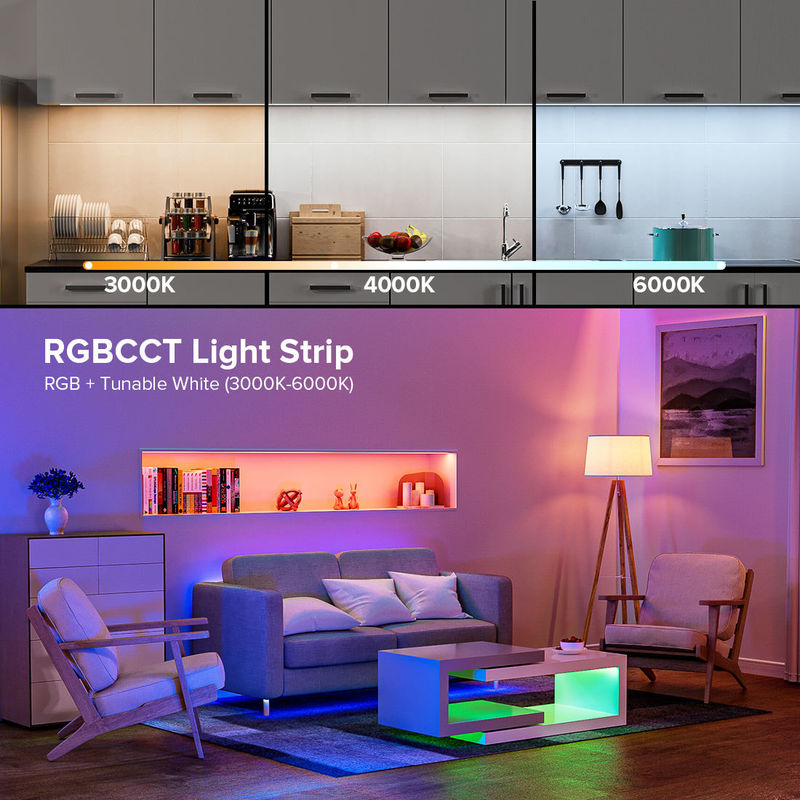 Ultra brillante 840 LEDs/m 24V DC COB LED Strip Light 12mm PCB ancho para el hogar y la iluminación comercial