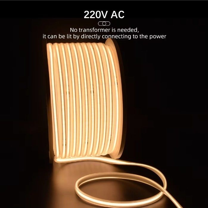 288 LEDs de alta tensión 110V 220V flexible COB luz de banda 2700K 3000K 4000K 6000K