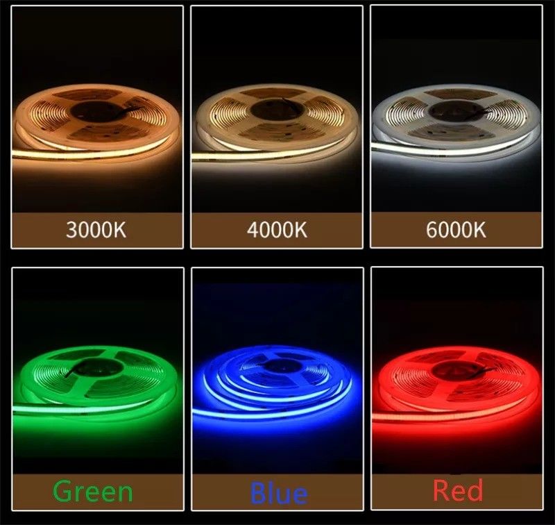 320LEDs/m LED COB Flexible Strip DC24V 12V 5m 10W para iluminación de paisajes -25 50C CRI 90