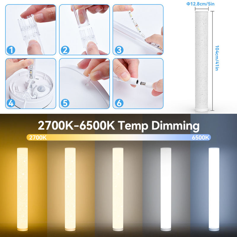 Lámpara de suelo LED de control remoto colorido RGB para dormitorio luz ambiental decorativa 1.5m