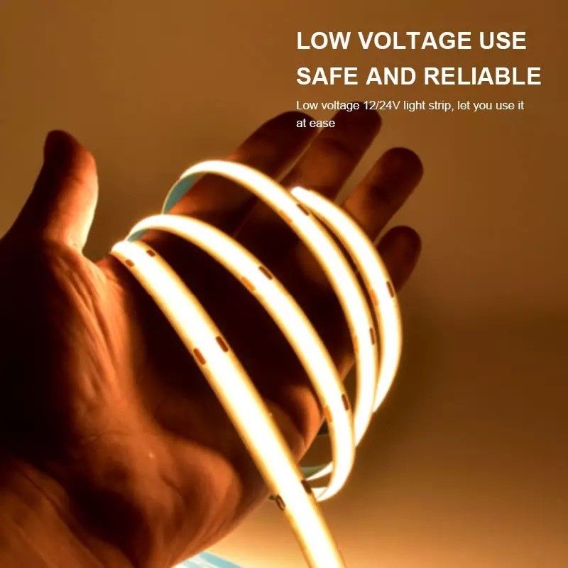 12V 24V resistente al agua IP65 IP67 IP68 CRI90 5M flexible COB LED para interiores y exteriores