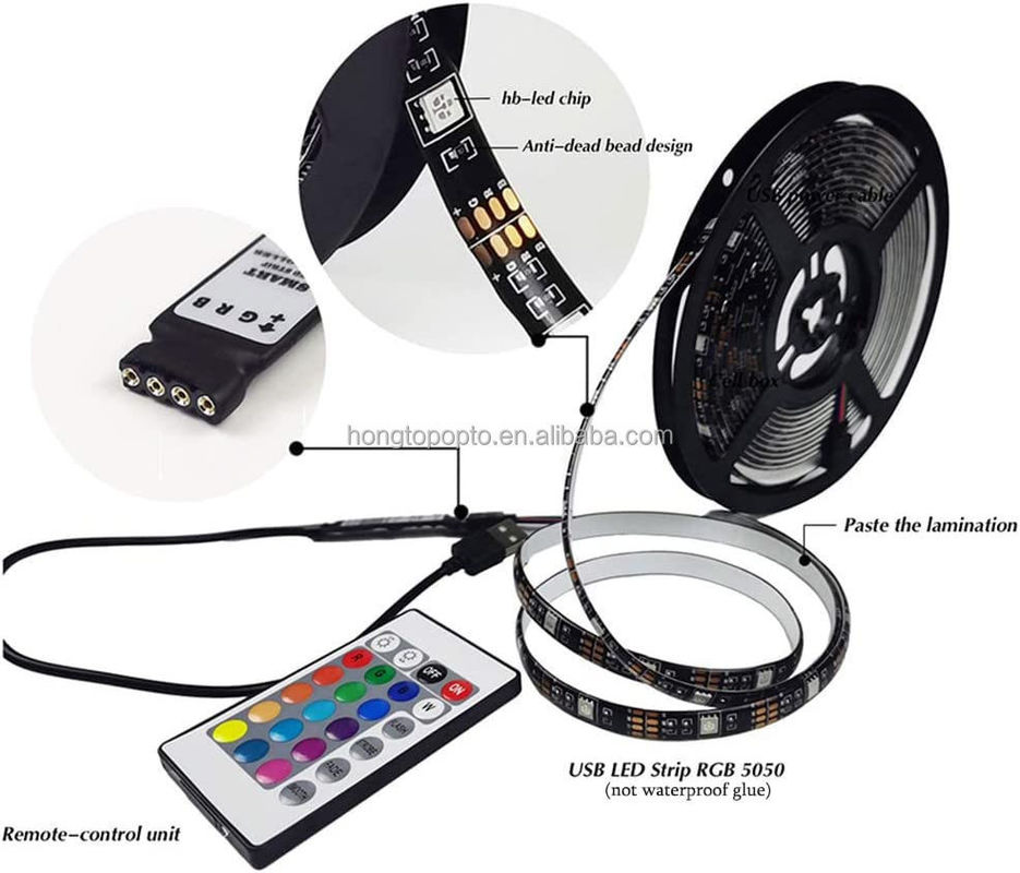 Smart LED Strip para decoración 12V 5V Control USB Sincronización de música y temperatura de color RGB