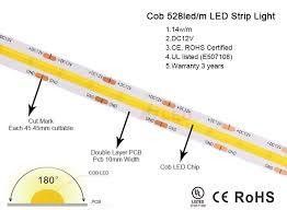 Ángulo de haz de 120 grados COB 320 LEDs 24V 8mm 10mm luz de banda LED para la decoración del jardín