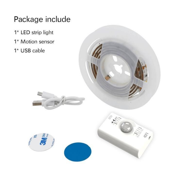 SMD2835 Luz de banda LED con sensor de movimiento 1m longitud USB recargable modo día y noche