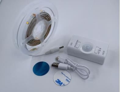 SMD2835 Luz de banda LED con sensor de movimiento 1m longitud USB recargable modo día y noche