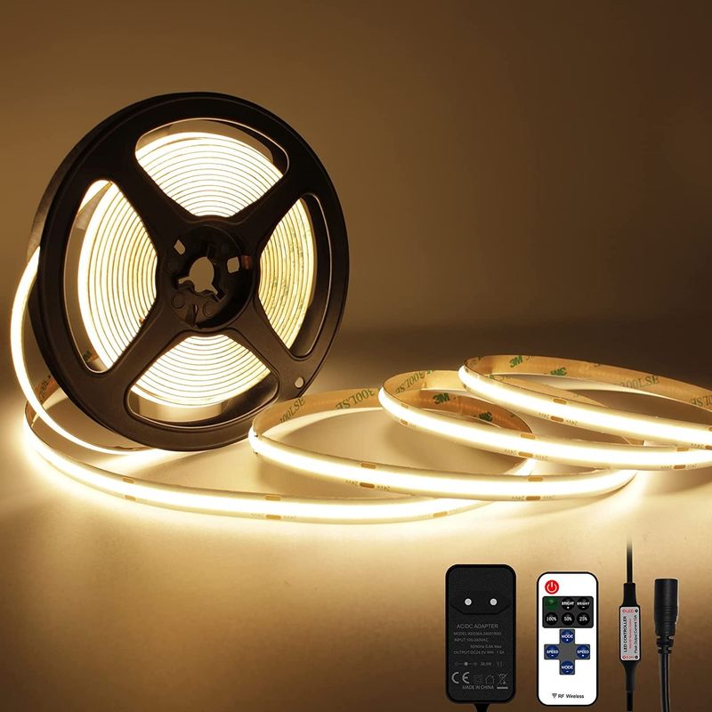 Adaptado a medida Flexible 320 480 LEDs Dc 5v 10000 Lumens Blanco Caliente Rgb Fcob Cct Cob Led Strip Light Almacén