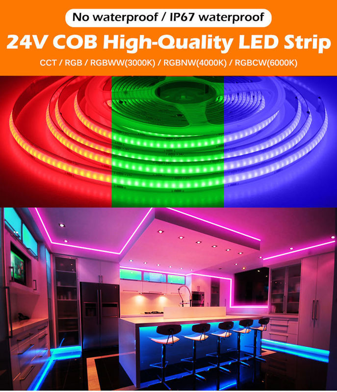 Cintas LED 5m/lot Smd 320 384 840leds/m Impermeable Flexible Cob Led Strip Dc 24v Ra90 RGBCCT 3000k 4000k 6000k