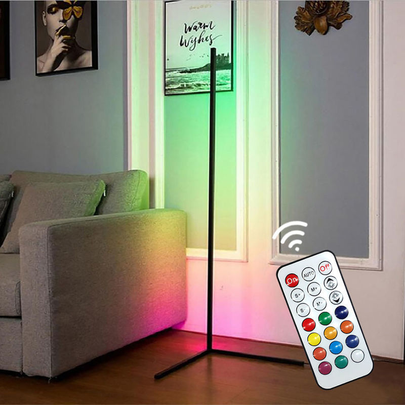 Home Hotel Iluminación lámpara de piso decorativa con cambio de color RGB y sombra de vidrio metálico
