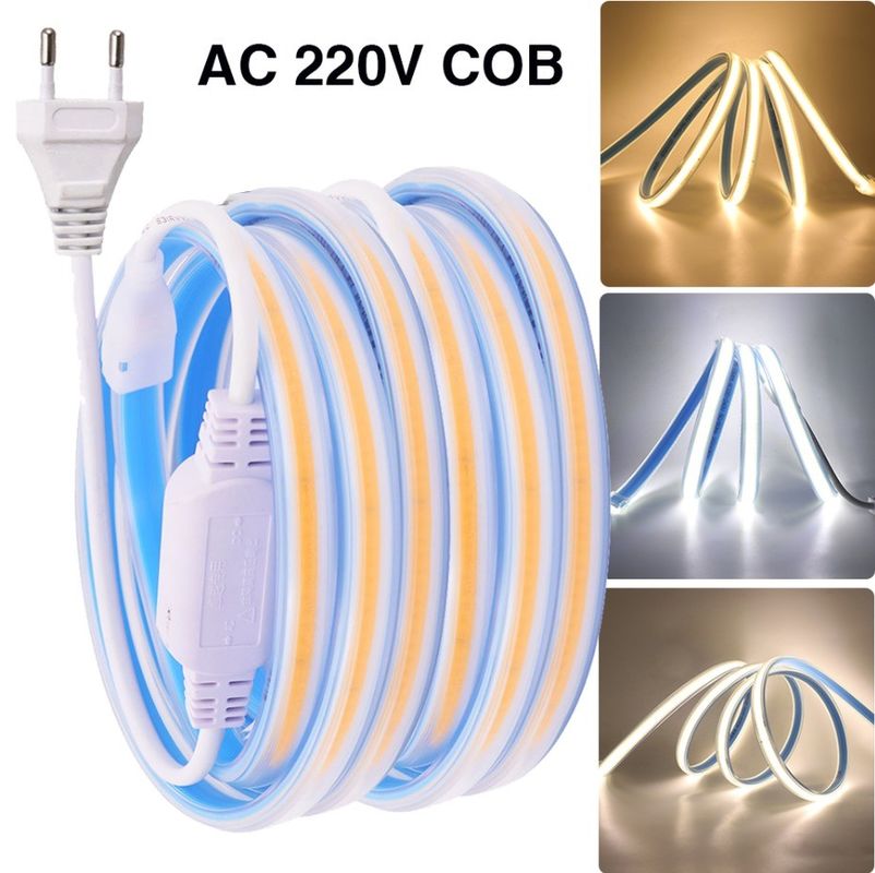 280 LEDs / metro 12v 24v 220v Rgbw Cob Light Strip Cob Led Longitud de la tira 50 metros / rollo