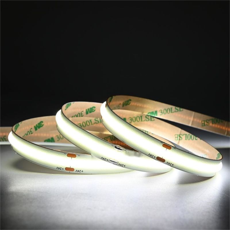 10m/rollo Líneas dobles 600leds 12v 24v Ra80 12mm Flexible COB Led Flexible luz de banda