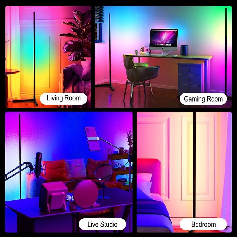 Dormitorio RGB IC Luces de juegos Sala de estar Ambiente Luz de humor Lámpara de suelo LED de esquina de pie