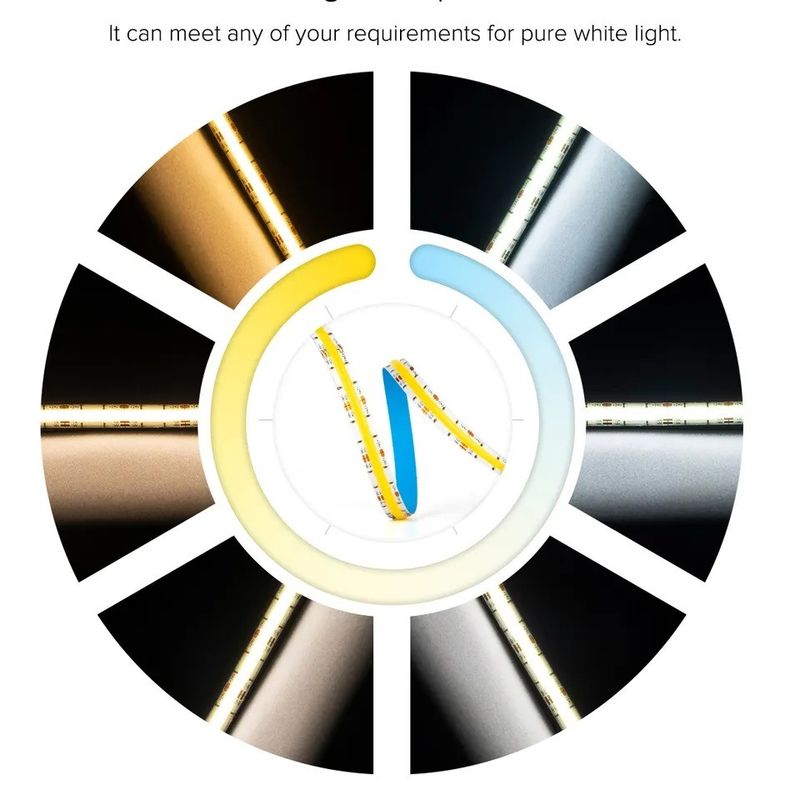 Bandas LED de COB apagables 12V 24V W WW 2700K 6000K para lámpara de gabinete 5M 16,4 pies de largo