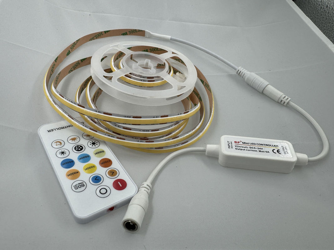 Kit de banda LED de voltaje de entrada DC12V/24V con luces COB atenuables y controlador inteligente