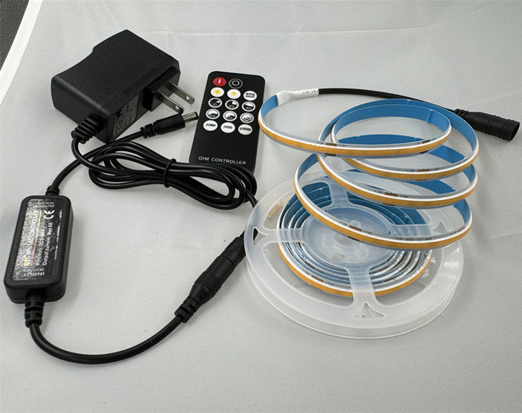 Kit de banda LED de voltaje de entrada DC12V/24V con luces COB atenuables y controlador inteligente
