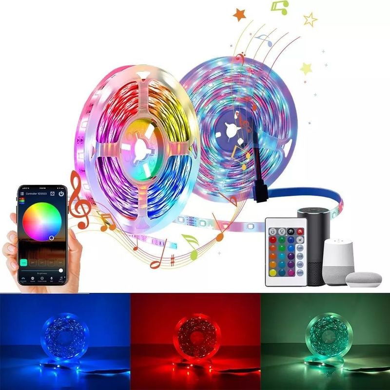 12V 5V 2835 5050 RGB WIFI Tuya Smart LED Light Strips Sincronización de música para decoración de hogares inteligentes