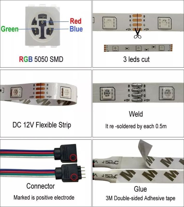 12V 5V 2835 5050 RGB WIFI Tuya Smart LED Light Strips Sincronización de música para decoración de hogares inteligentes