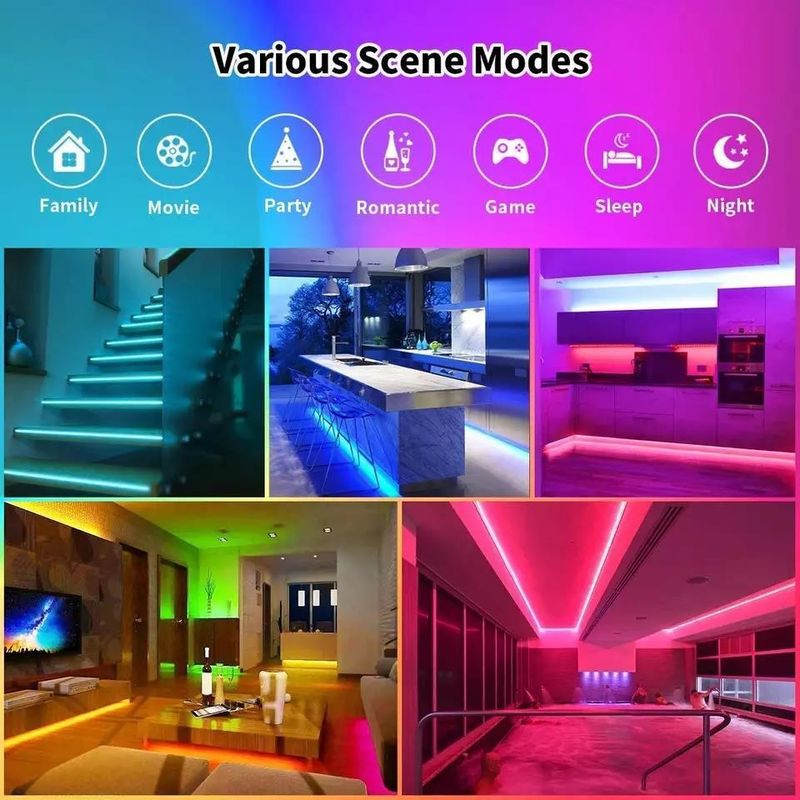 12V 5V 2835 5050 RGB WIFI Tuya Smart LED Light Strips Sincronización de música para decoración de hogares inteligentes