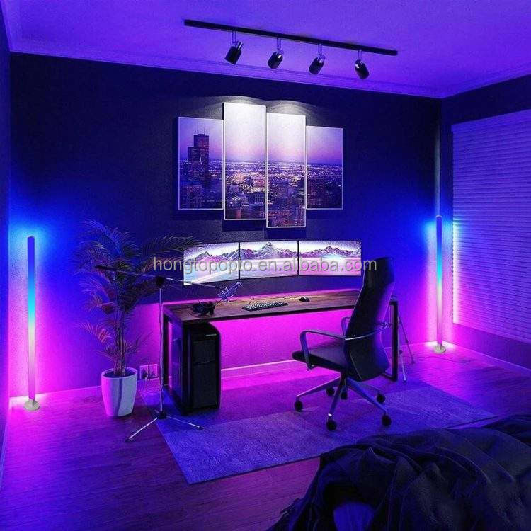 Lámpara de suelo LED inteligente de 80lm/w con cambio de color USB RGB y controlador IR