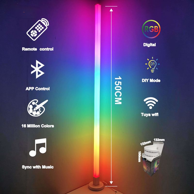Lámpara de piso de luz ambiental de 150 cm de color para dormitorio