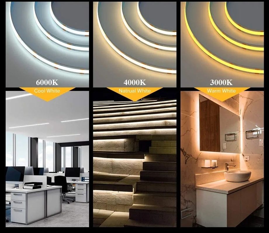 Iluminación de interiores de color blanco caliente COB LED de 8 mm de ancho con FPC LED material de resistencia