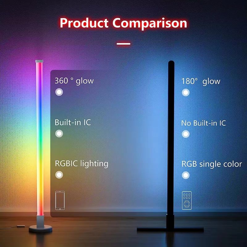 DIY Atmosphere Smart Home Light Rgb Led Lámpara de esquina de piso con control remoto IR