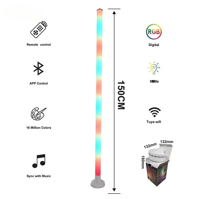 1.5M ASB Smart Home LED Strip con control remoto IR y música RGBIC para lámpara de esquina de piso