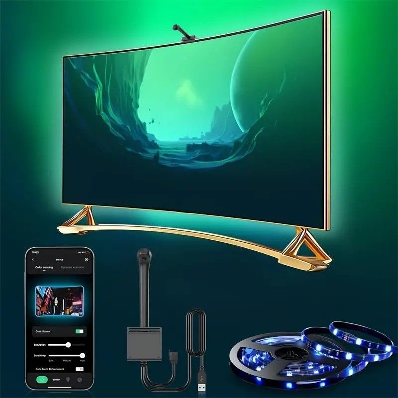 Tipo de LED Smd5050 Led Chip Atmosphere 16.4ft LED Strip Sincronización con la música de pantalla para Google TV