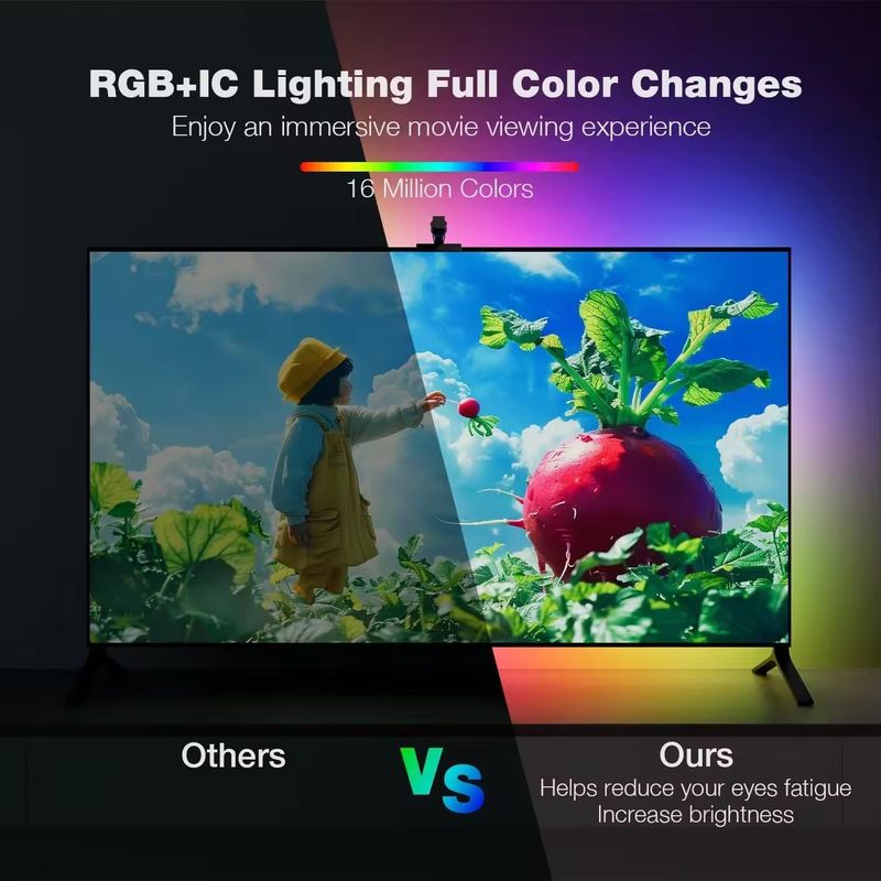 Barras de decoración RGB LED Smart TV retroiluminación Lámparas de banda con cámara IP20 3.8m 12V para televisión