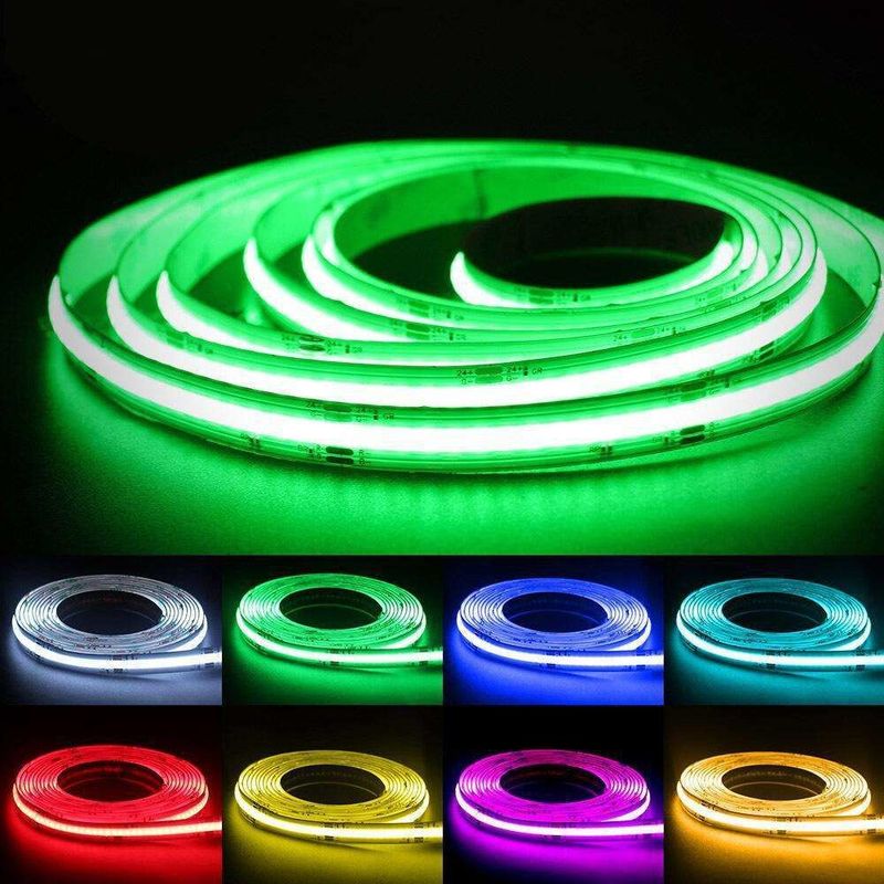 Ancho del PCB de 10 mm Flexible RGB COB LED Strip Light Fuente de luz LED Sin manchas IP20 DC 12V